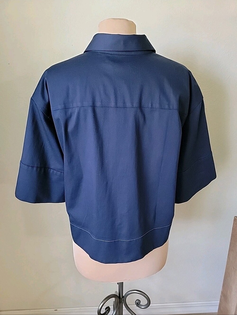 Chicos Blue Classic Navy Blue Short Sleeve BoxyTop - Picture 9 of 14